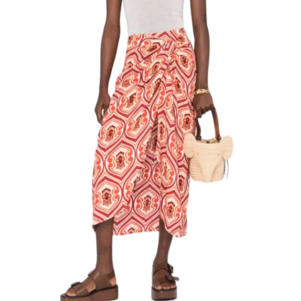 NWT ETRO Kundalini Printed Draped Midi Sarong Skirt Size 4